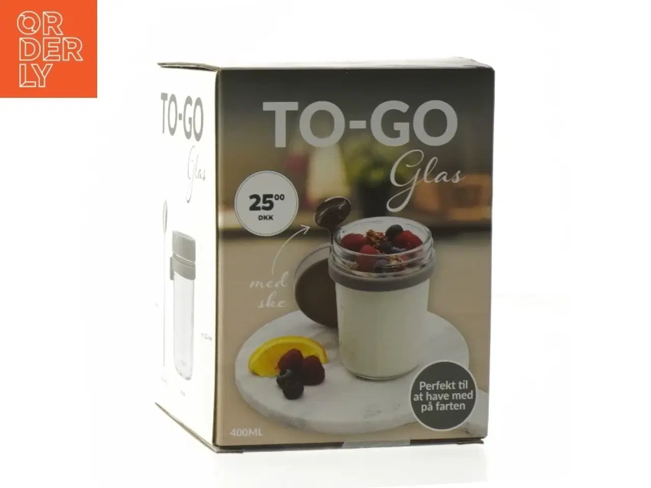 Billede 1 - To-go glas med ske (str. 400ml)