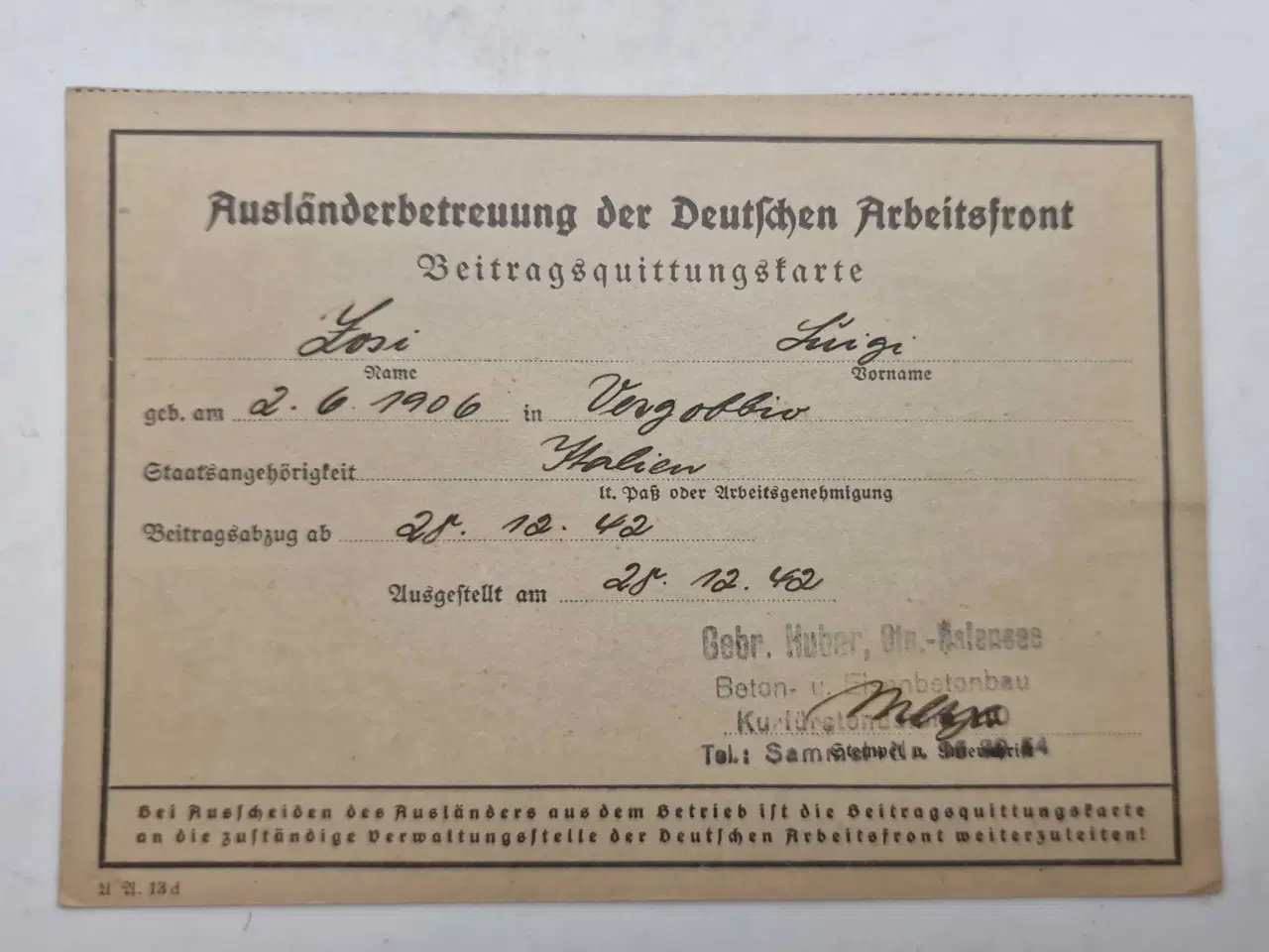 Billede 4 - WW2 - Lot, Arbeitsbuch + 5 dokumenter