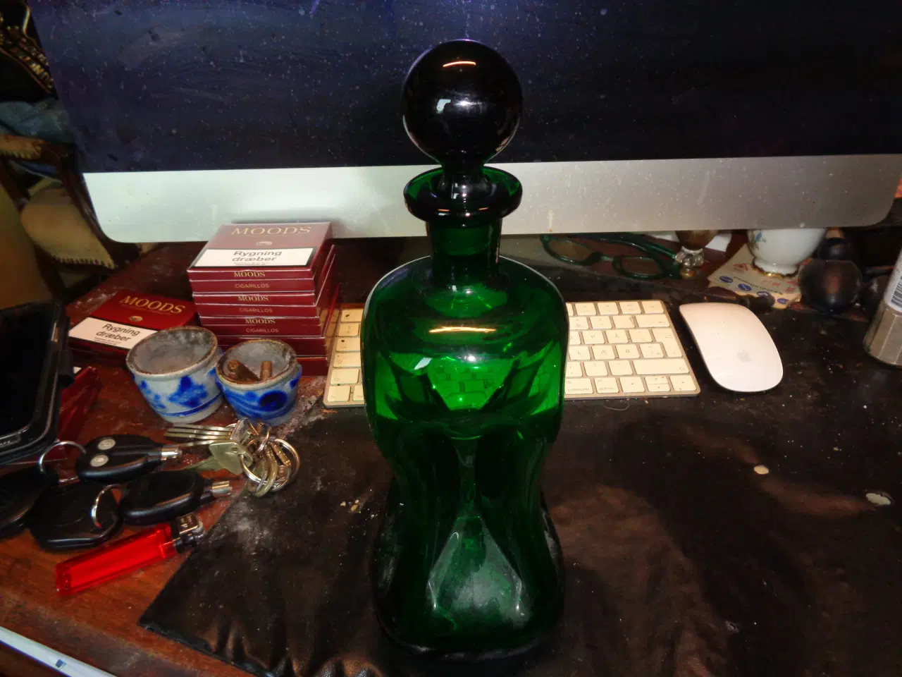 Billede 1 - stor flot grøn klukflaske