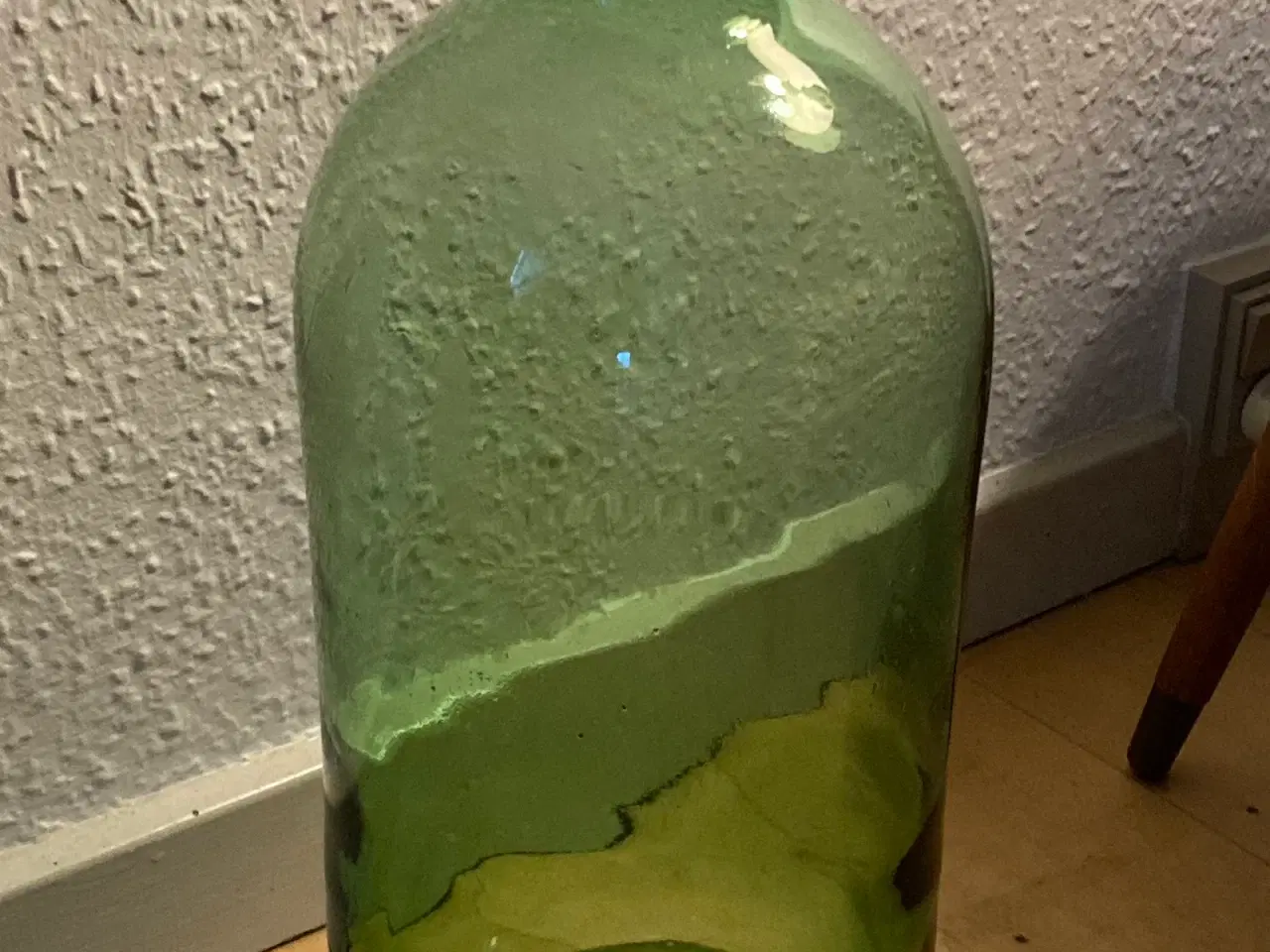 Billede 1 - Grøn stor smuk glas flaske/gulvvase