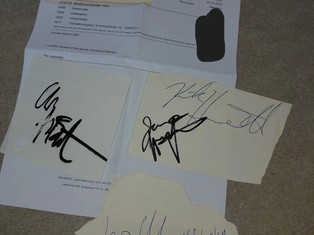 Billede 1 - Komplet Metallica 1984 signatursæt m/ Cliff Burton