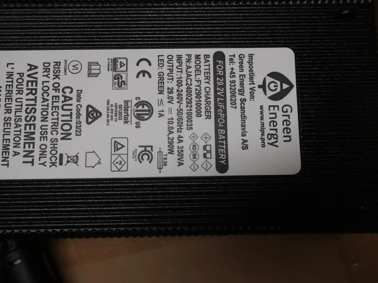 Billede 3 - 2 stk. ladere GREEN ENERGY for 29.2v LiFePO4 Battery