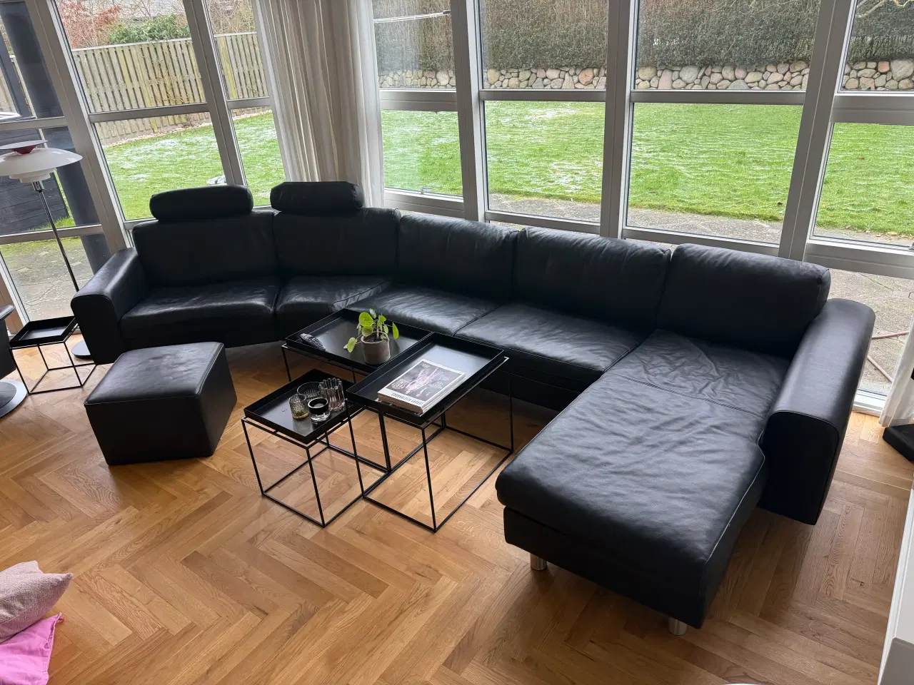 Billede 4 - Mogens Hansen sofa med chaiselong i sort læder