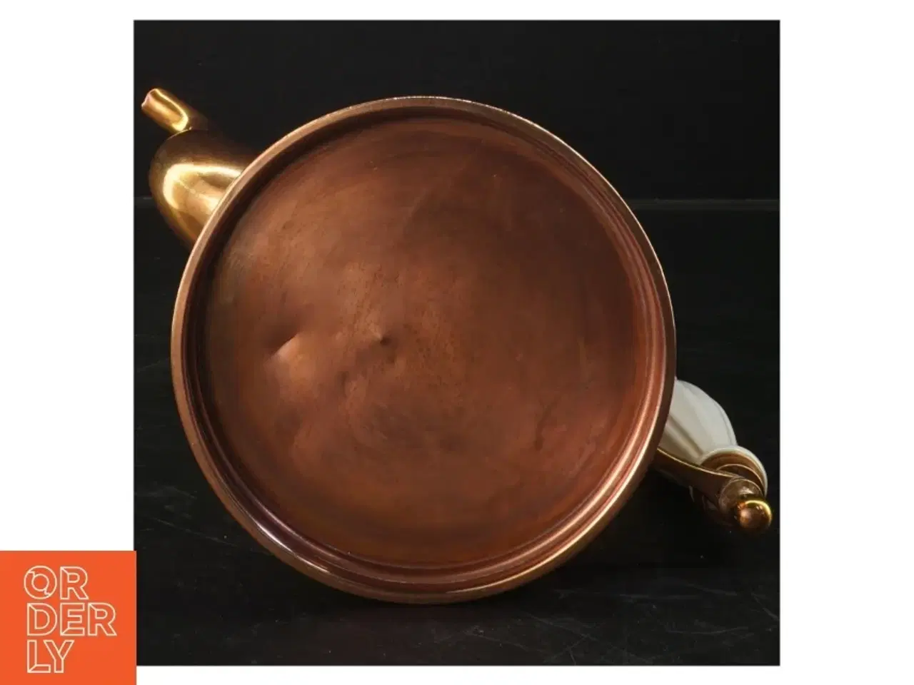 Billede 2 - Kobber kaffekande med porcelænshåndtag (str.  24x13 cm)