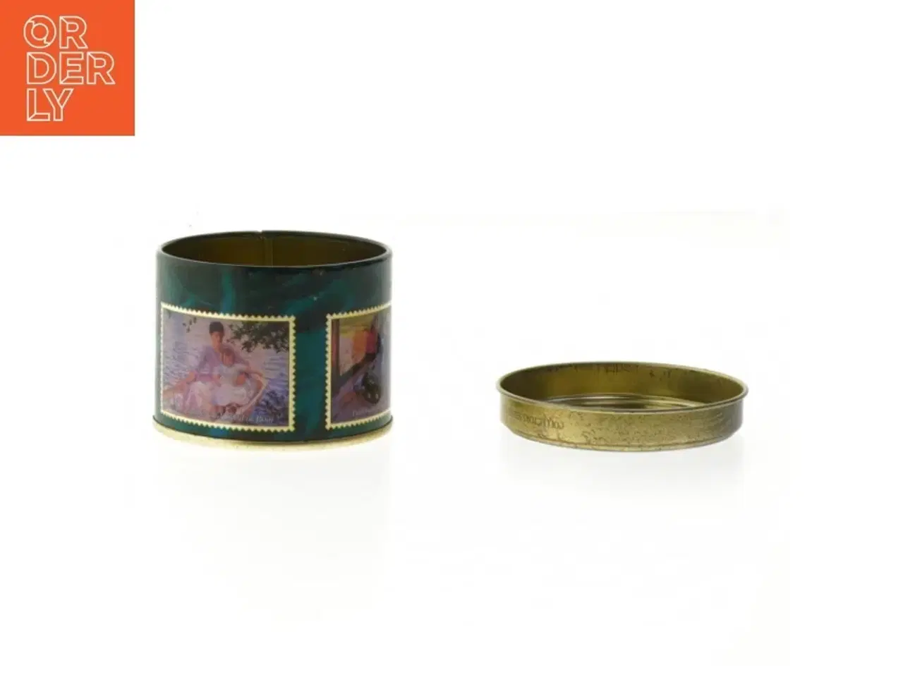 Billede 2 - Monet dekorativ metalæske (str. Ø. 7 cm. længde. 5,5 cm)