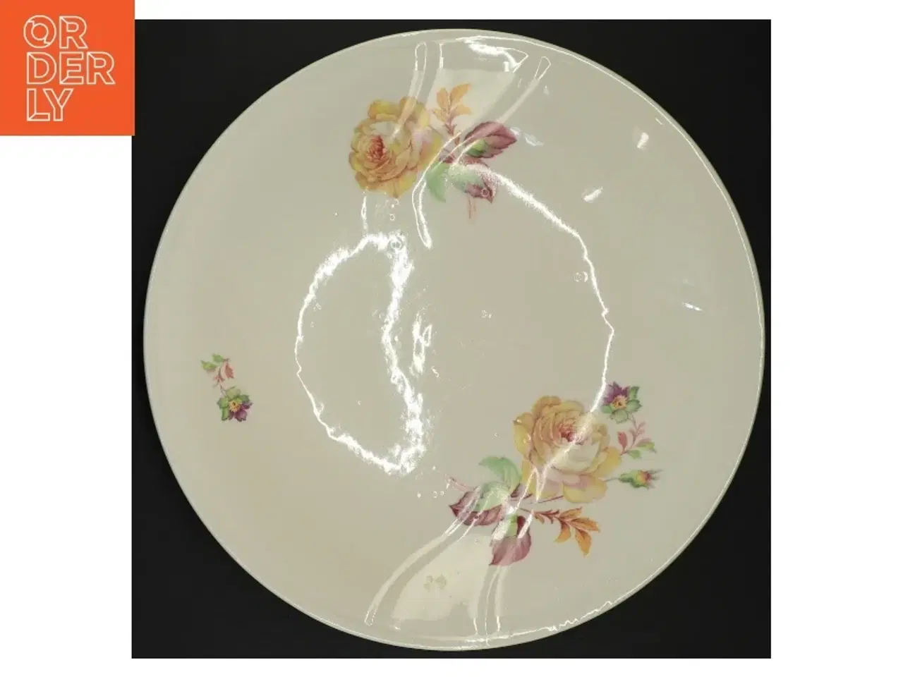 Billede 1 - Blomsterdekoreret porcelænstallerken (str. Diameter 27 og en halv cm)