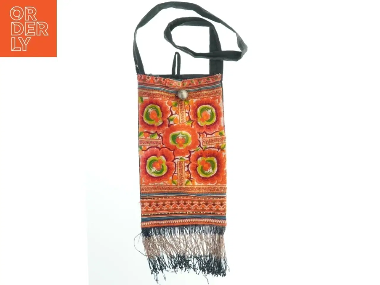 Billede 1 - Broderet skuldertaske med frynser (str. 40x23 cm)