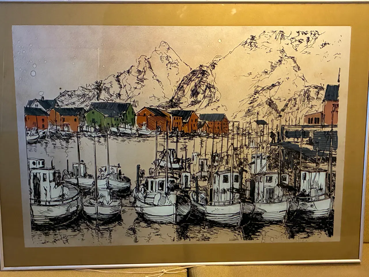 Billede 1 - Fiskerleje indrammet kunsttryk