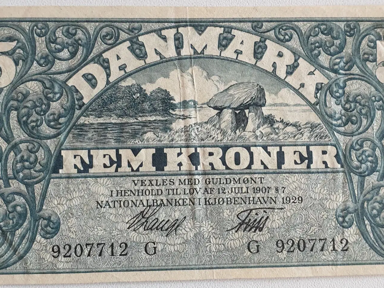 Billede 1 -  5 krone seddel 1929