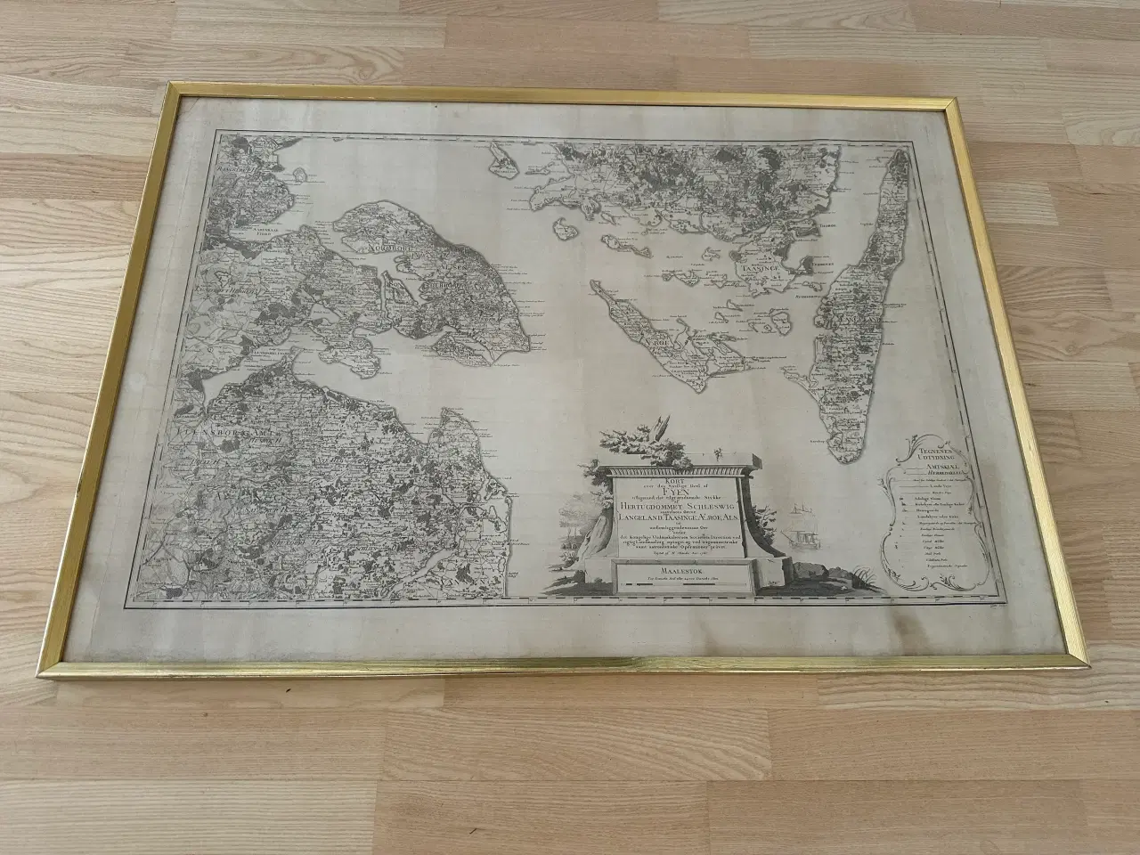 Billede 3 - Gammelt landkort i flot guldfarvet ramme