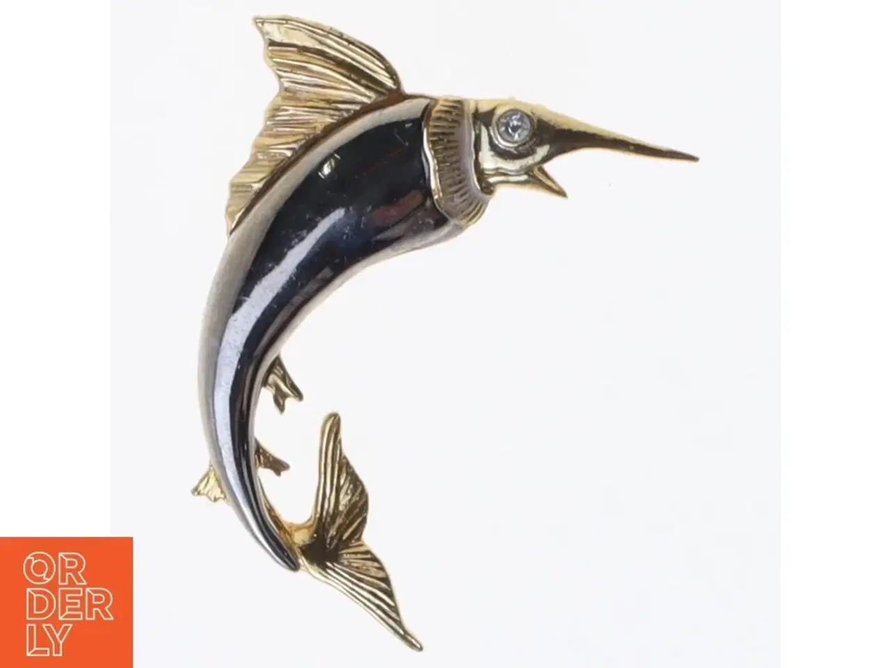 Billede 1 - Guldfarvet marlin fisk broche (str. 5 komma 5 x 5 cm)