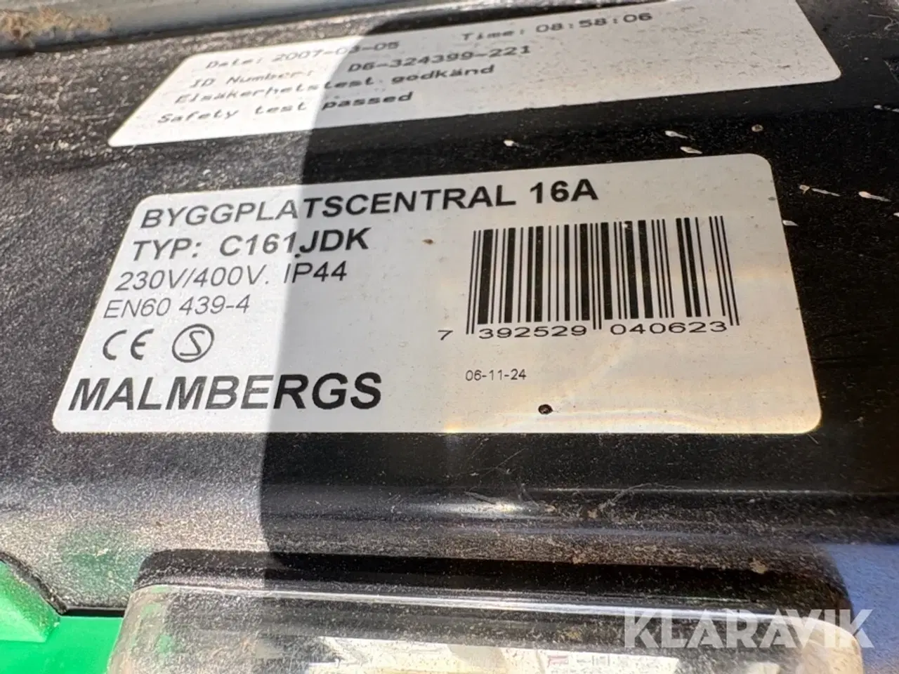 Billede 5 - Byggestrømstavle Malmbergs C161JDK