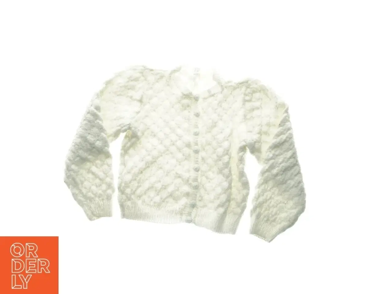 Billede 1 - Hjemmestrikket hvid cardigan (str. 44 x 40 cm ærme 39 cm)