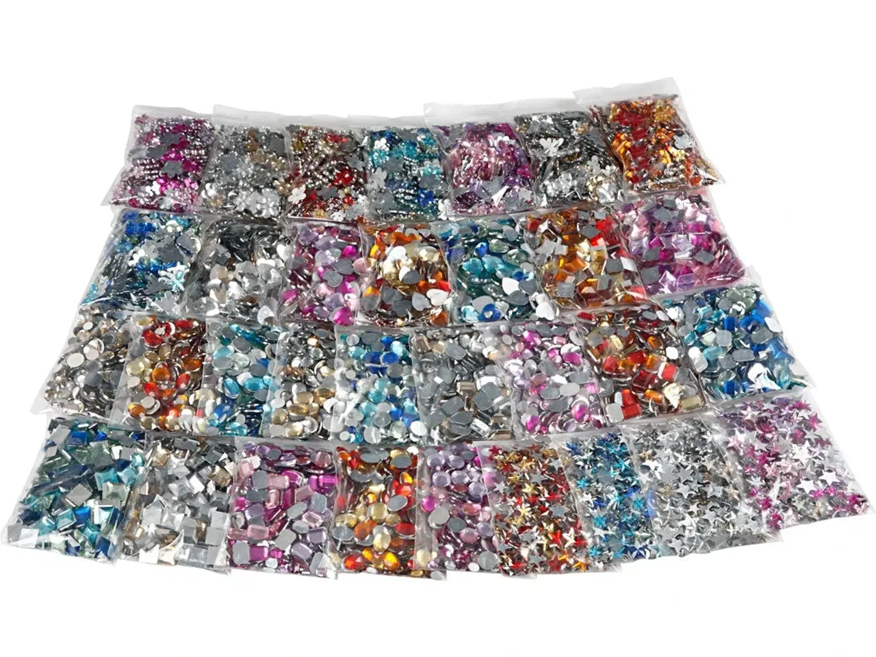 Billede 1 - 32 Ass. Farvede Rhinsten, 6-16 mm til Kreative Projekter