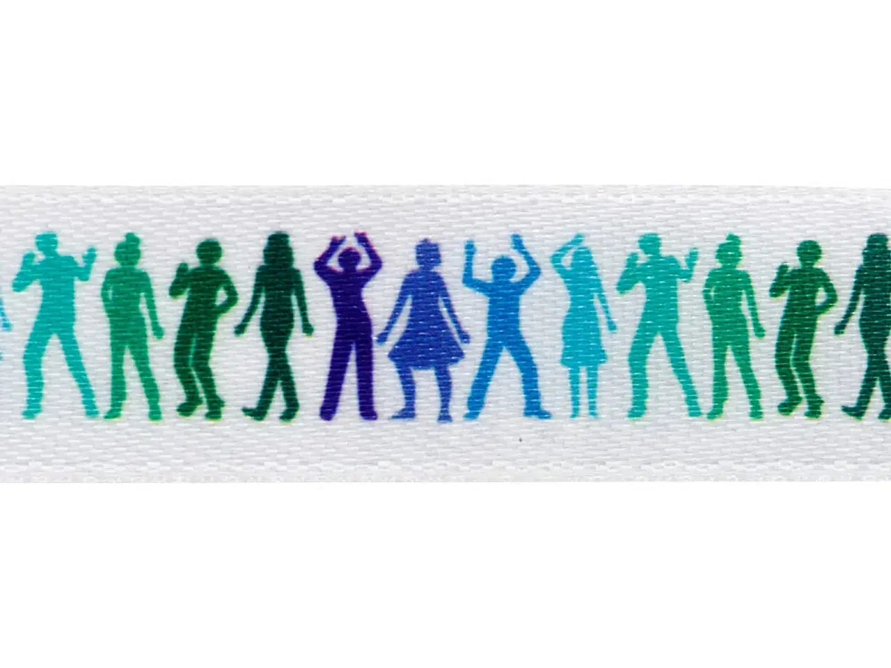 Billede 1 - Lyseblåt satinbånd med print, 15 mm x 6 m