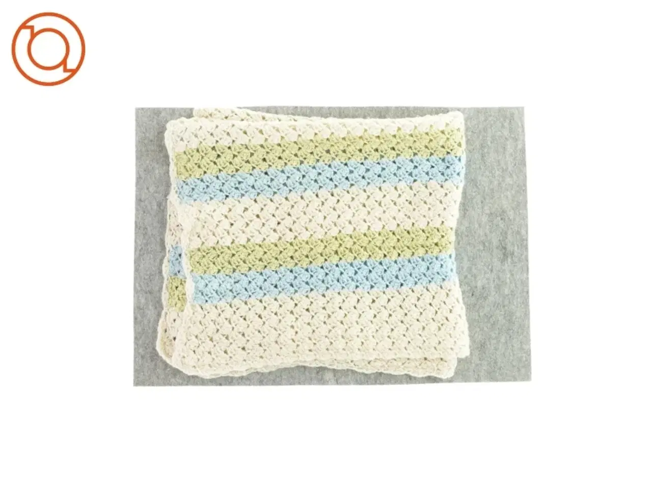 Billede 1 - Strikket tæppe med striber (85 x 90 cm)