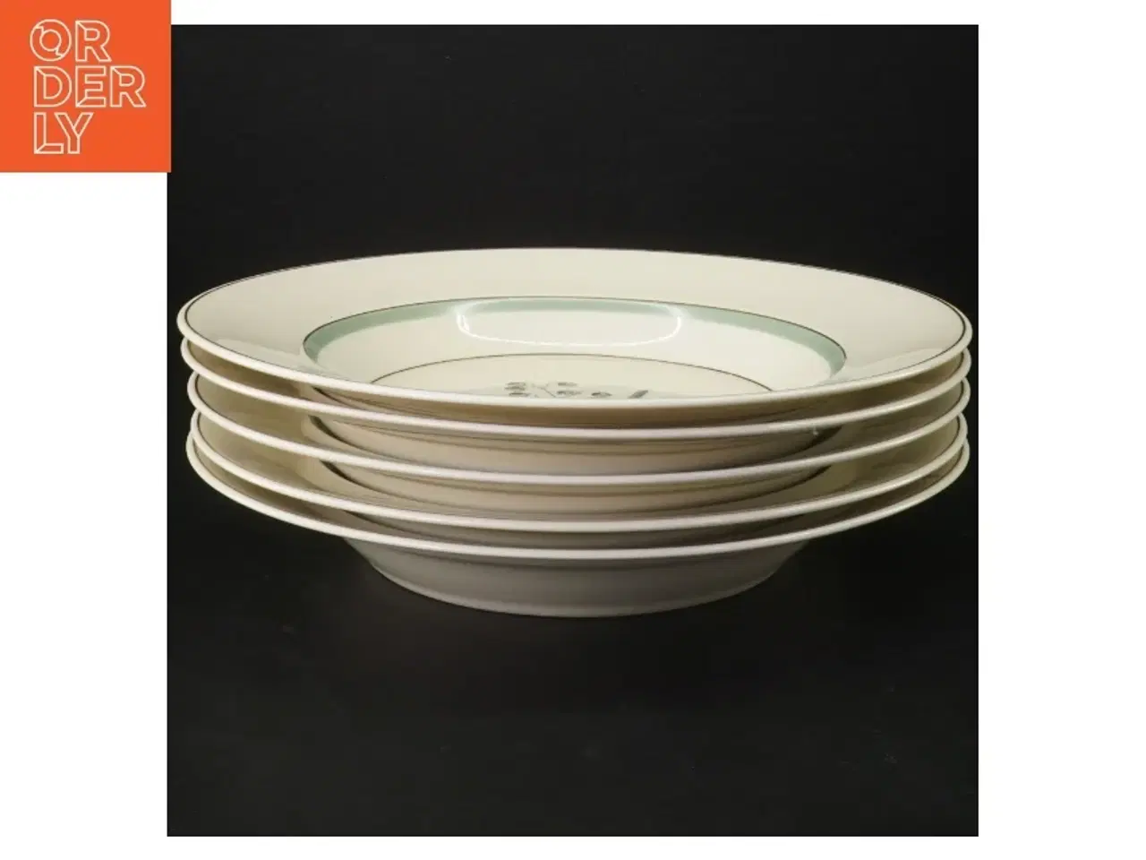 Billede 1 - Grøn Melodi.  Sæt af porcelænstallerkener med blomsterdesign fra Royal Copenhagen (str. Ø. 24,5 cm)