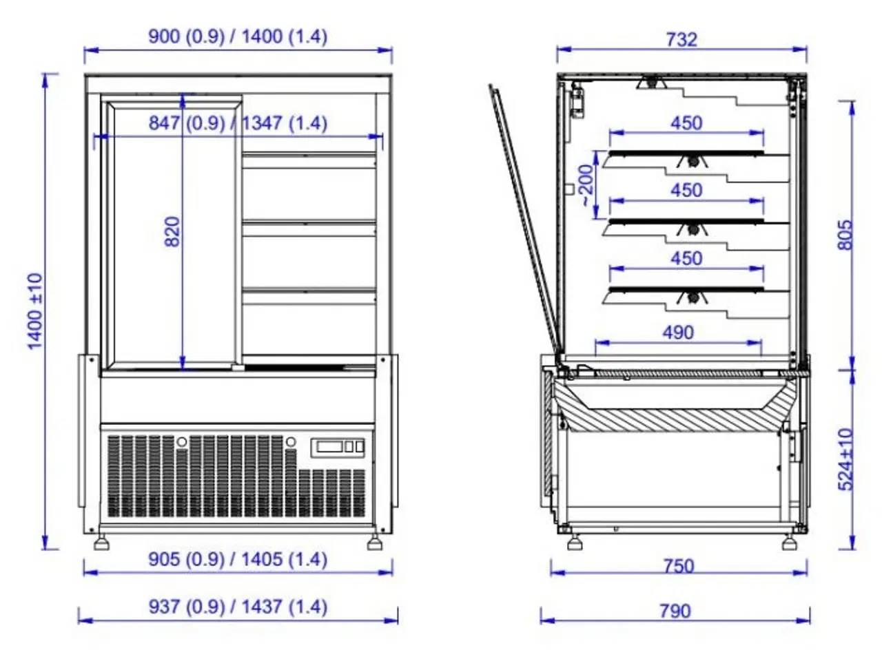 Billede 2 - Kølemontre – sort – 1437x790x1400 mm