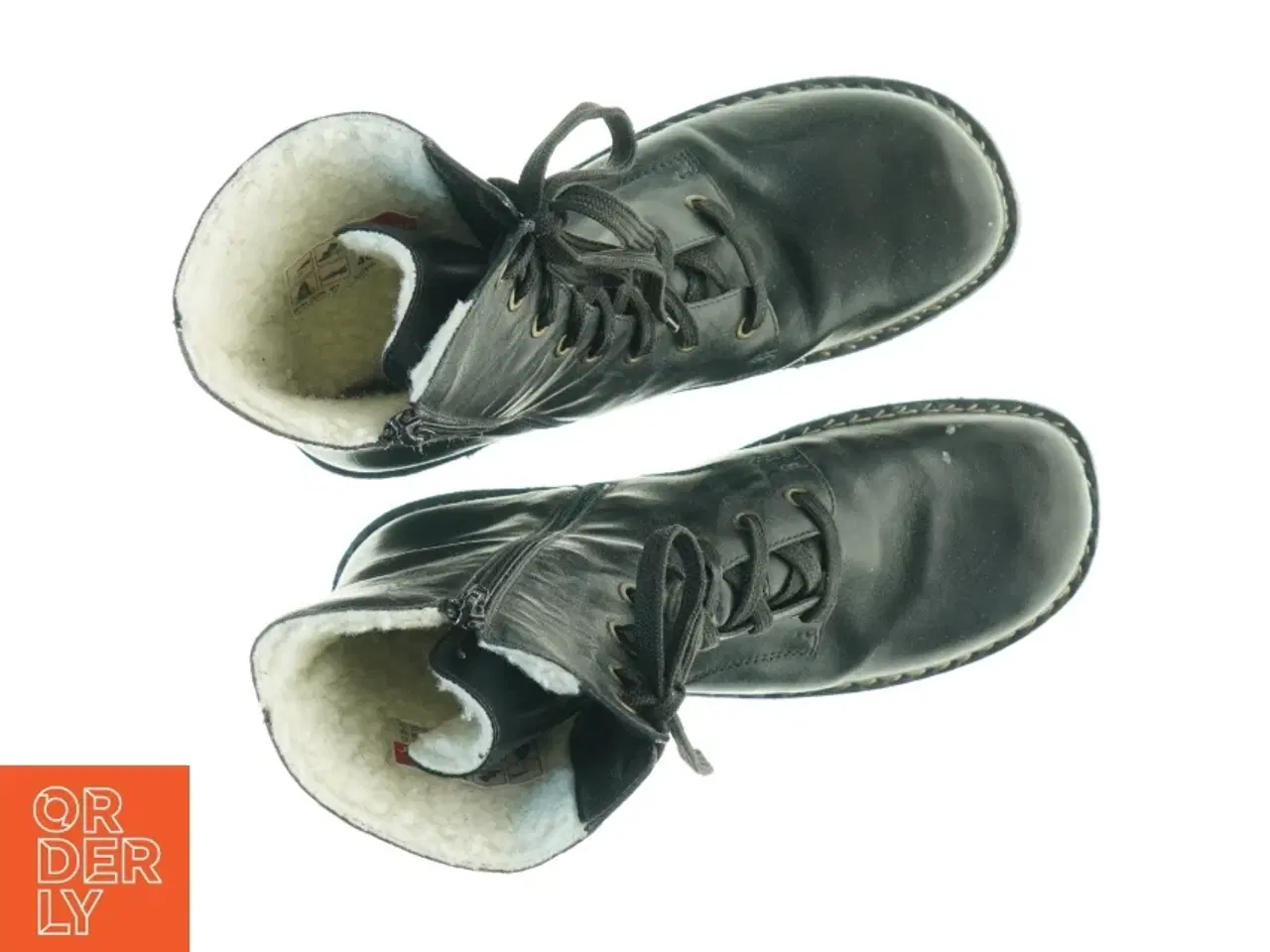 Billede 4 - Sorte læderstøvler med foring fra Rieker (str. 40)
