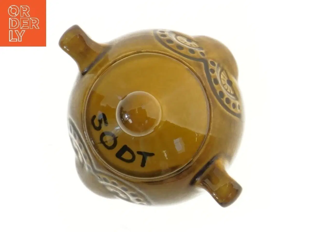 Billede 2 - Brun keramikkrukke med låg (str. 11x11 cm)