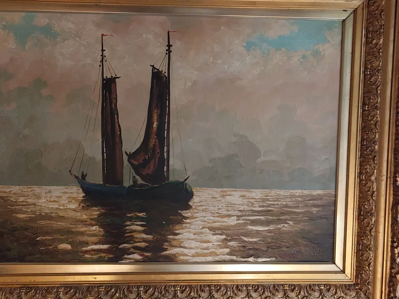 Billede 1 - Hollandsk oliemaleri af skib