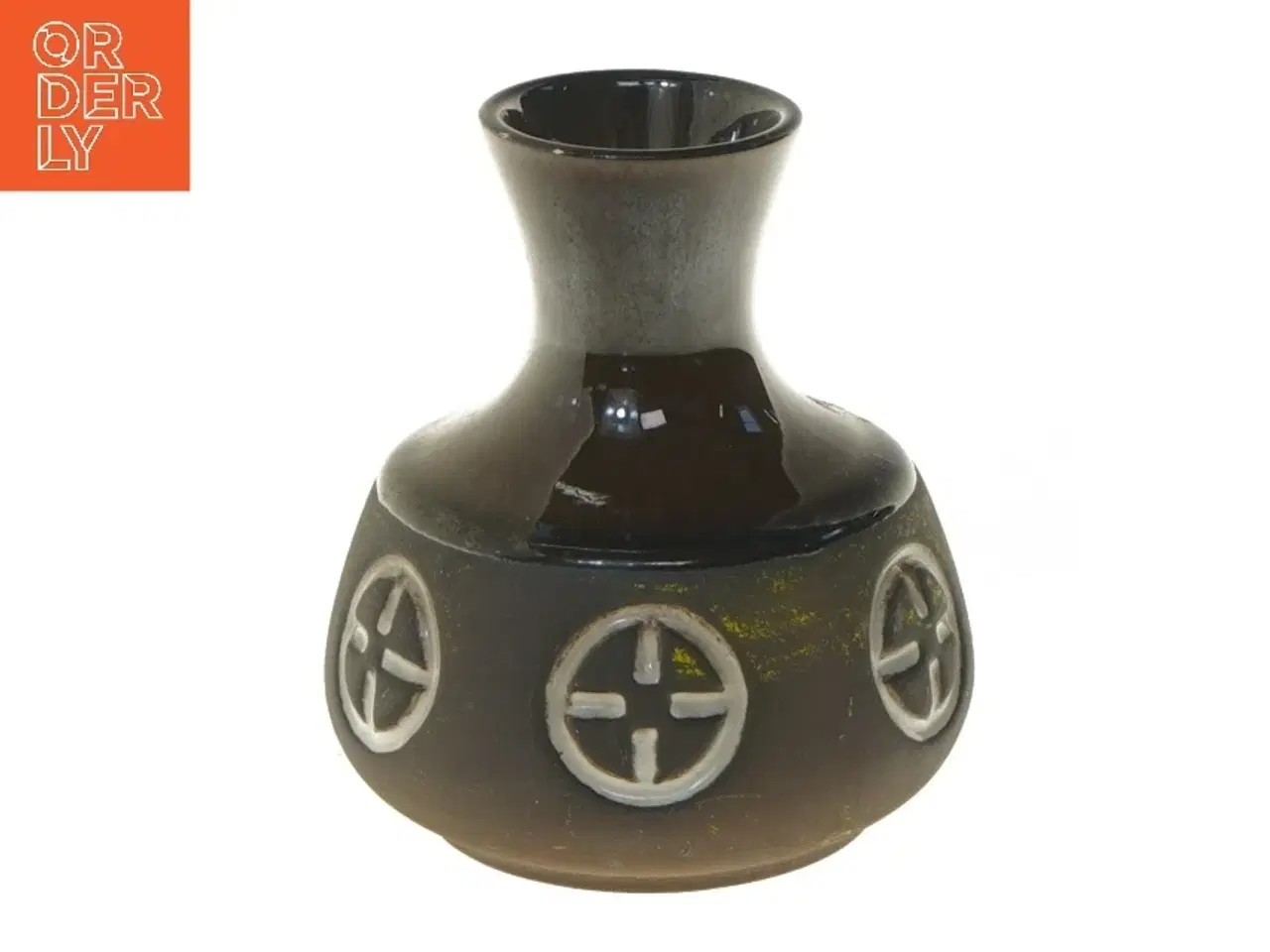 Billede 1 - Keramisk vase med dekorative symboler (str. 11x12 cm)