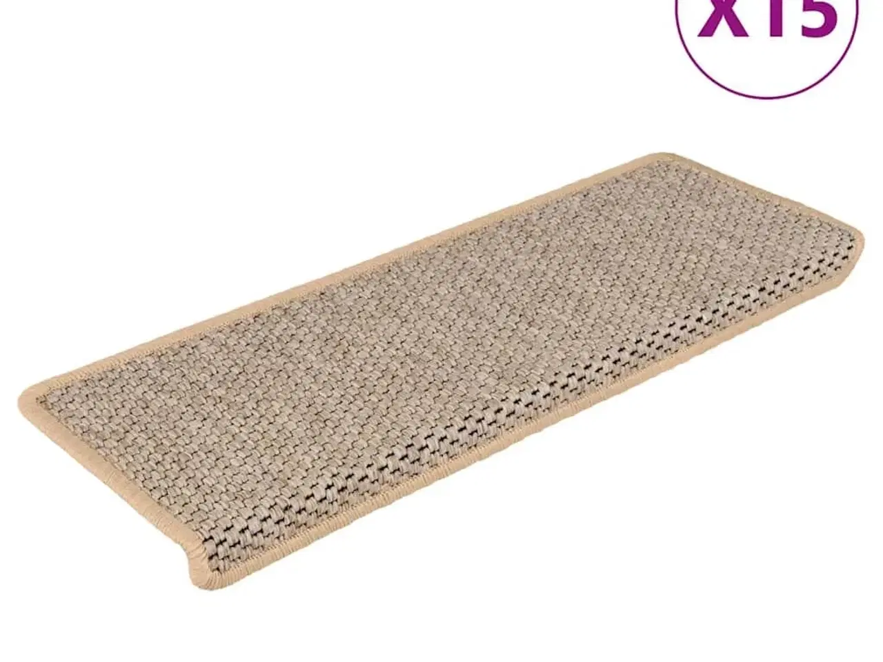 Billede 2 - Selvklæbende trappemåtter 15stk. 65x21x4cm sisal-look lys beige