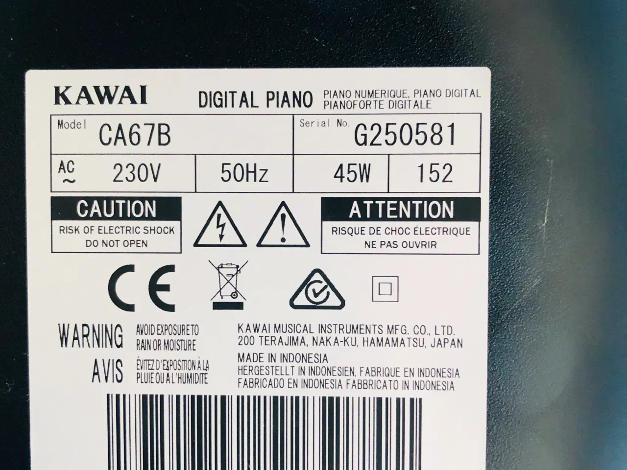 Billede 8 - Digitalt Klaver Kawai CA67B