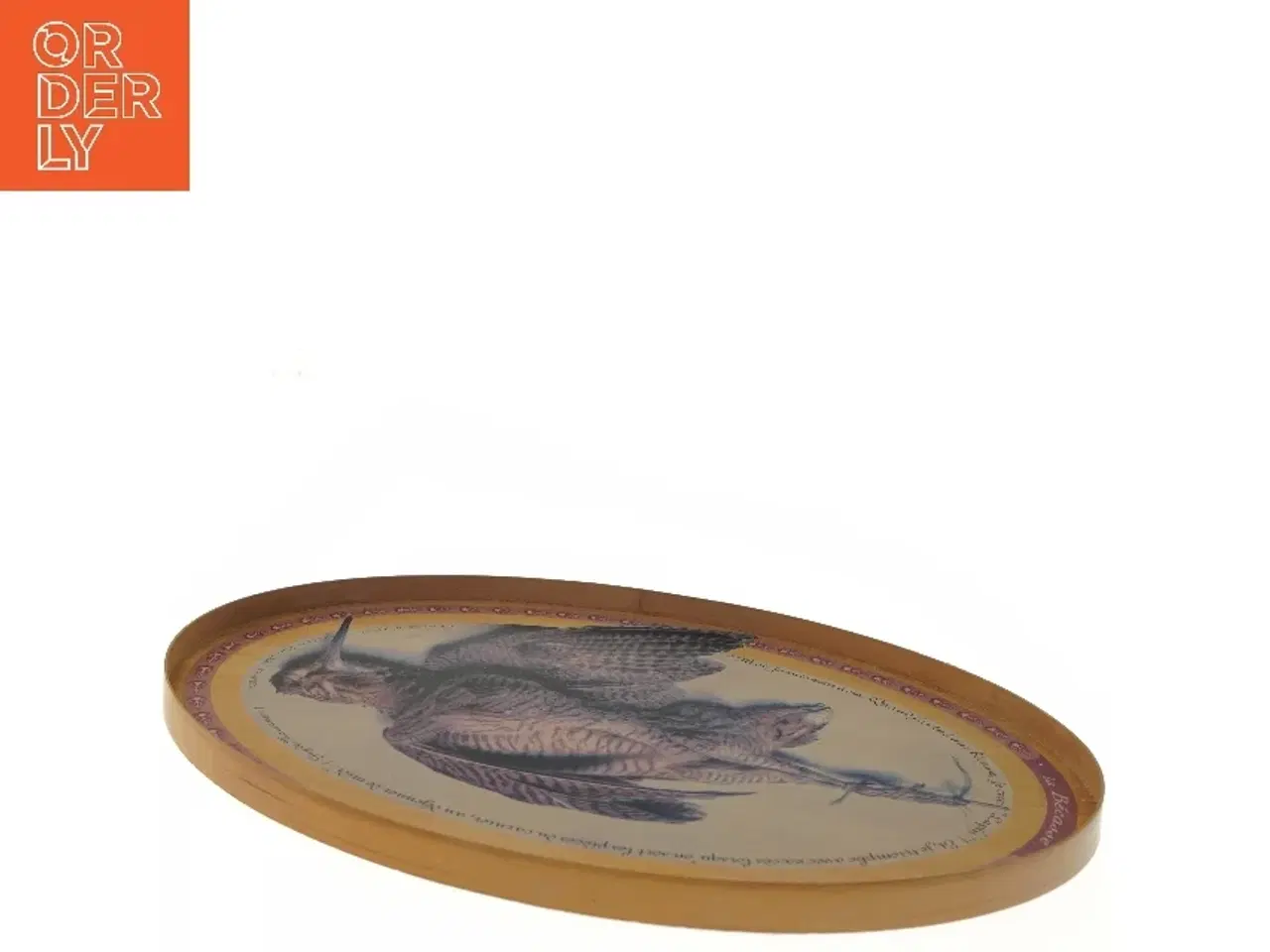 Billede 3 - Oval dekorationsfad med fuglemotiv (str. 48x36 cm)