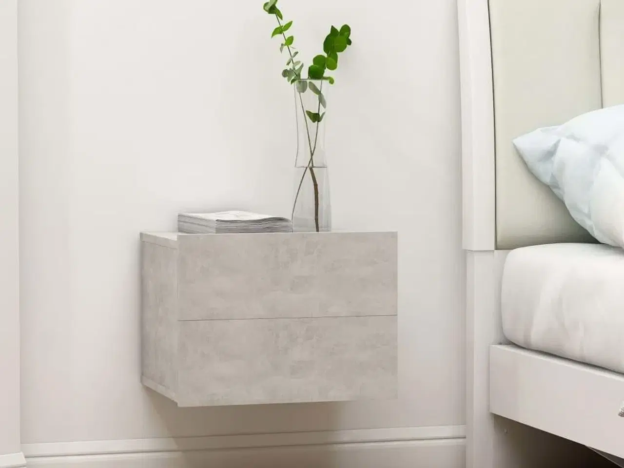 Billede 1 - Sengebord 40x30x30 cm konstrueret træ betongrå