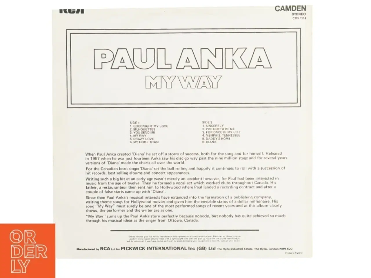 Billede 2 - Paul Anka My way Vinylplade