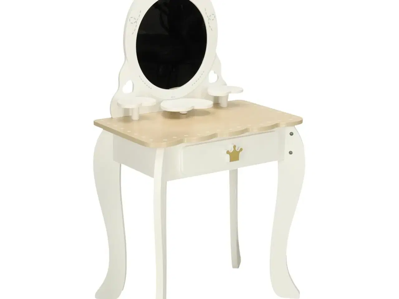 Billede 3 - Sminkebord i træ til børn med spejl og tilbehør – hvid