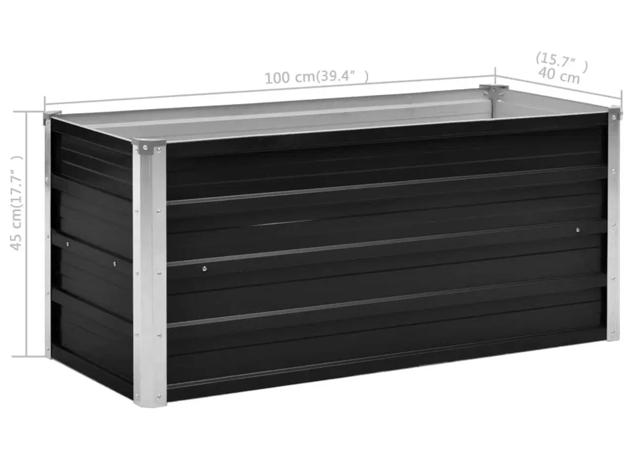 Billede 6 - Hævet plantekasse 100x40x45 cm galvaniseret stål antracitgrå