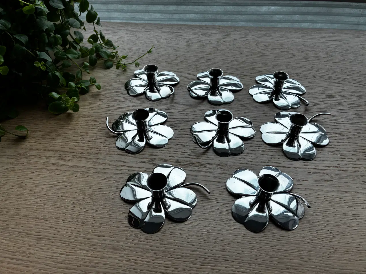 Billede 1 - 8 stk. firkløver lysestager i sølvplet