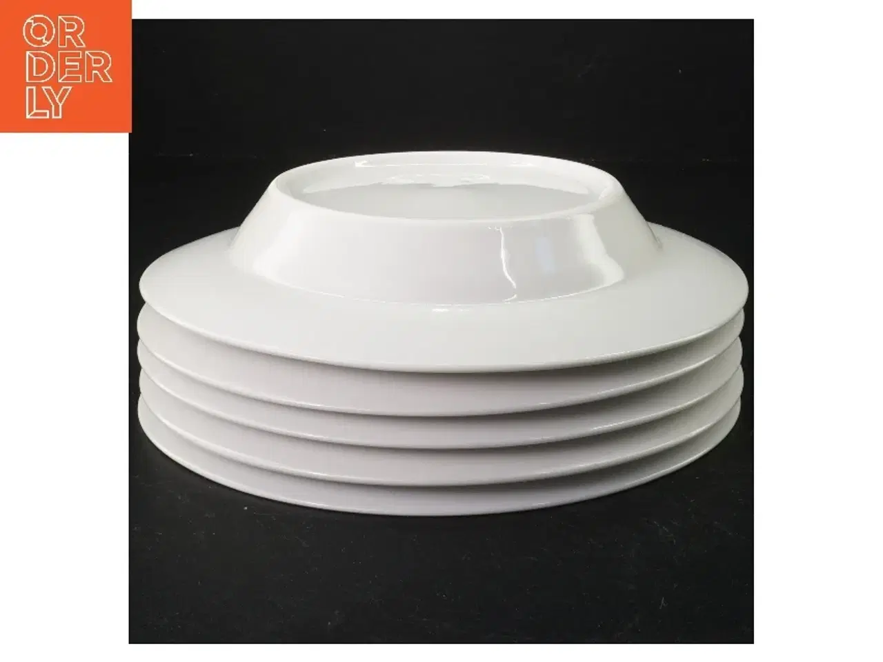 Billede 2 - Hvide dybe middagstallerkener, 5 stk, dybe (str. 22 x 3 cm)