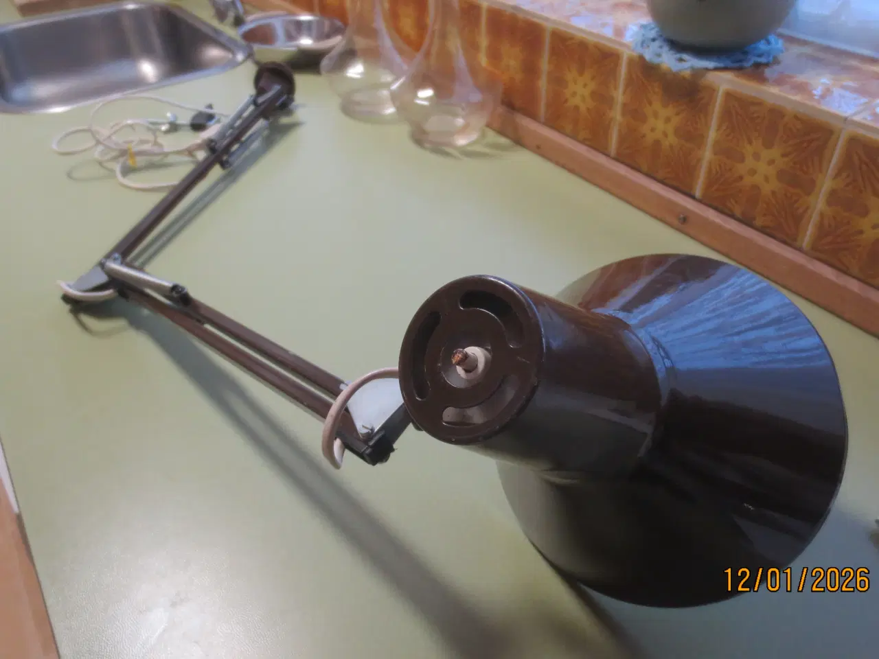 Billede 5 - 1 stk Retro Arkitekt lampe cpl med beslag Brun