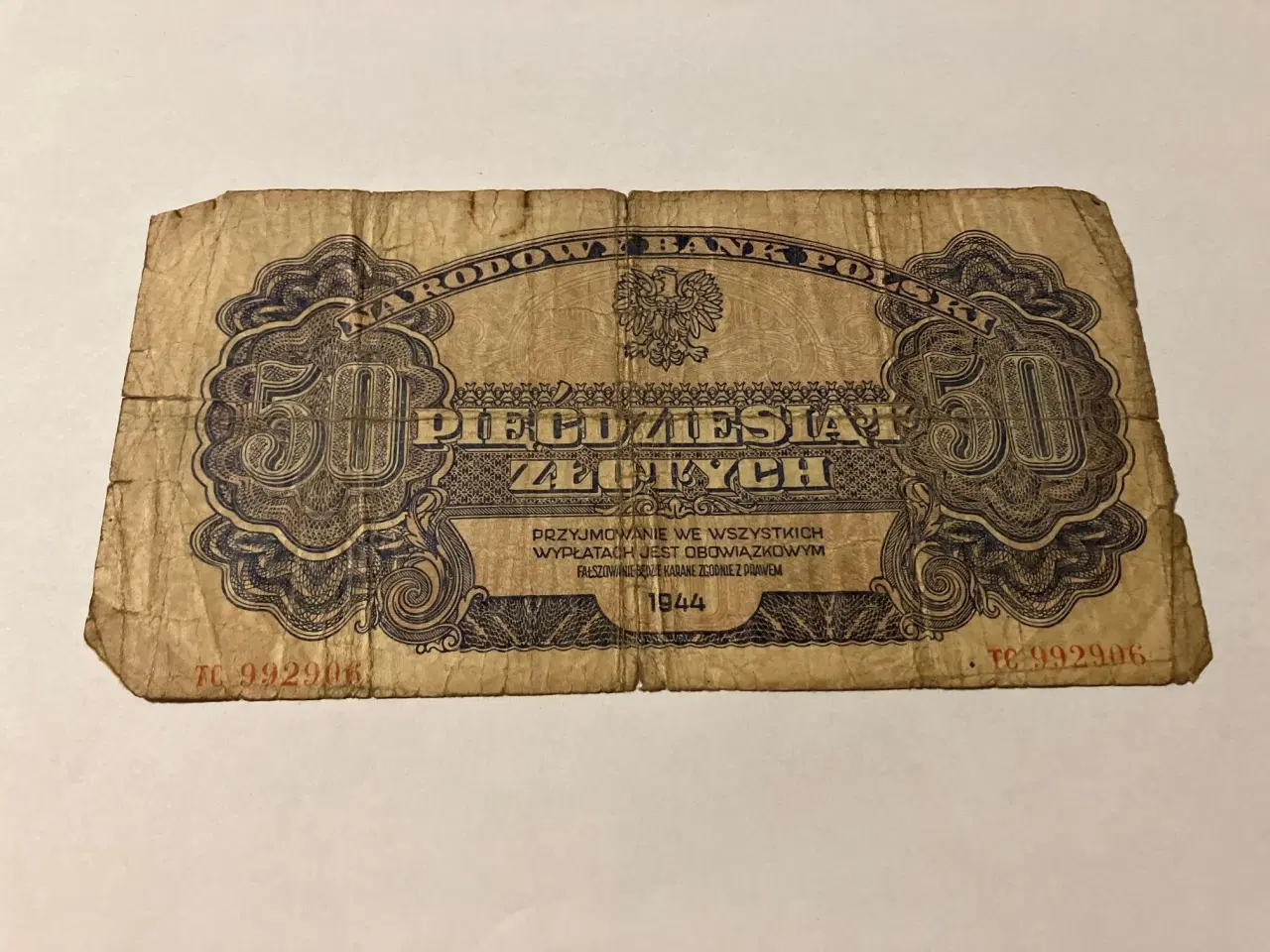 Billede 1 - 50 Zlotych Poland 1944 - Meget dårlig stand