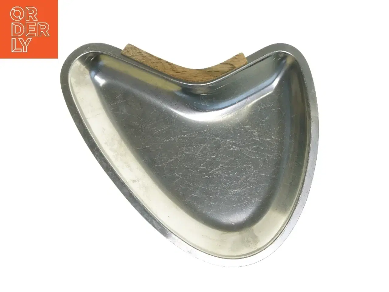 Billede 1 - Rustfrit stål bakke med træhåndtag (str. 27x23 cm)