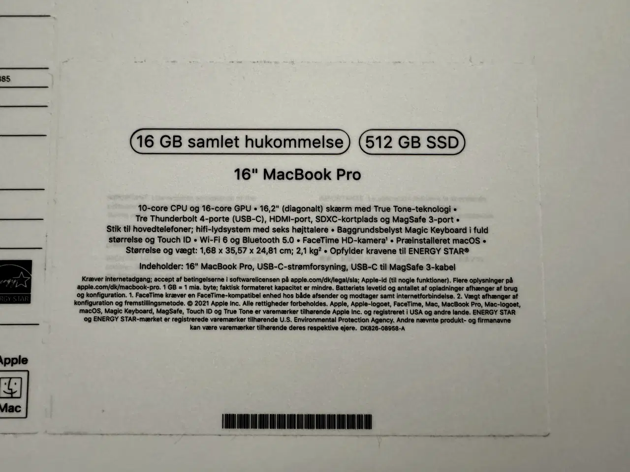 Billede 8 - MacBook Pro 16" 2021 M1 Pro, 16GB RAM, 512GB SSD
