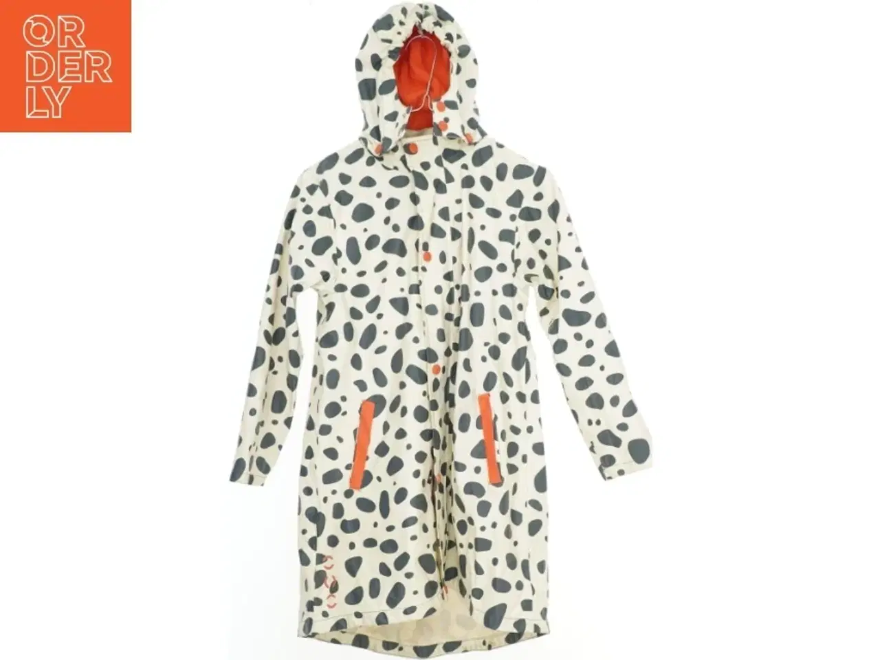 Billede 1 - Lang regnjakke med pletter fra Mikk-line (str. 134)