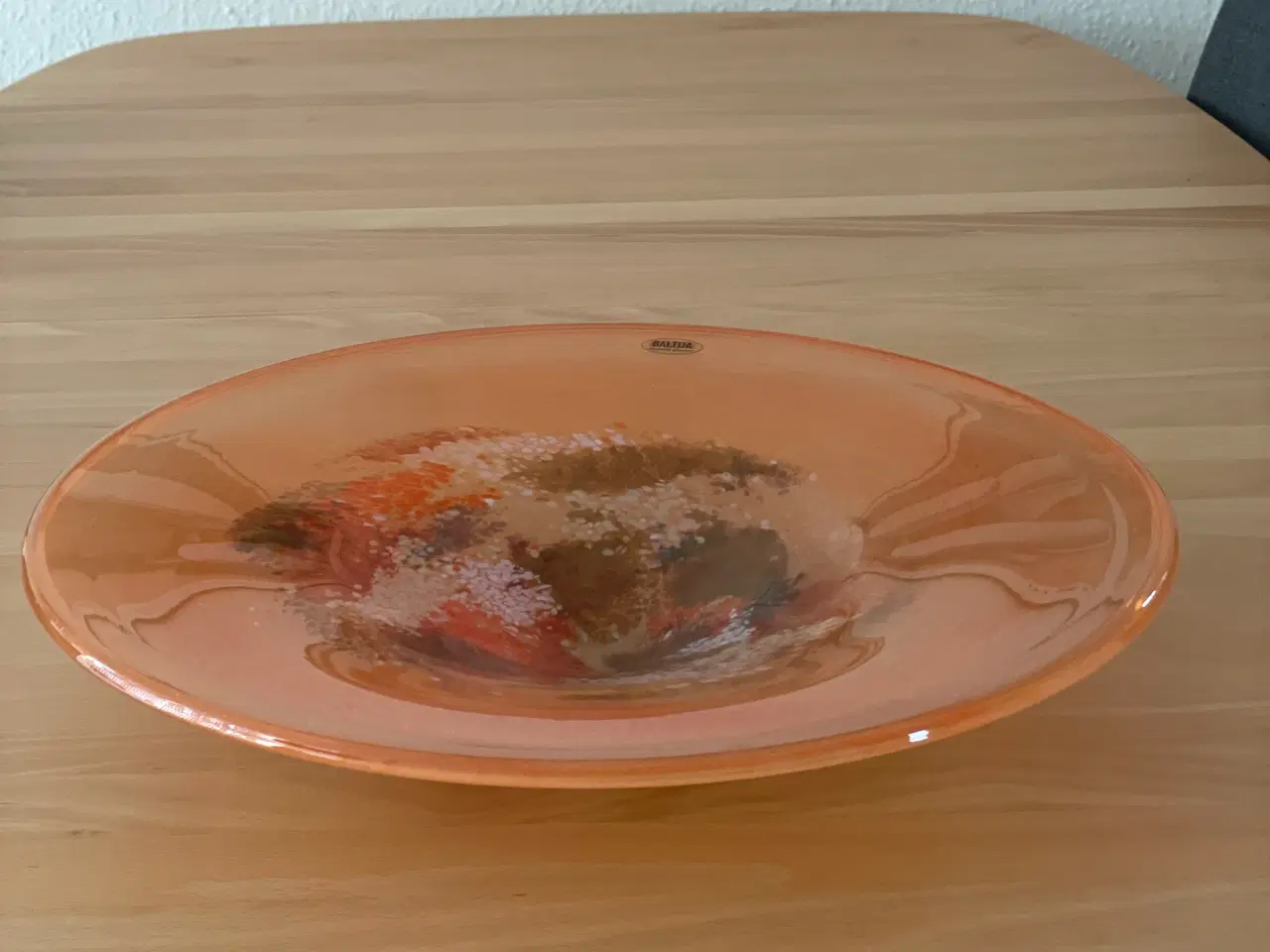 Billede 3 - Orange glasfad handmade 45 cm. 