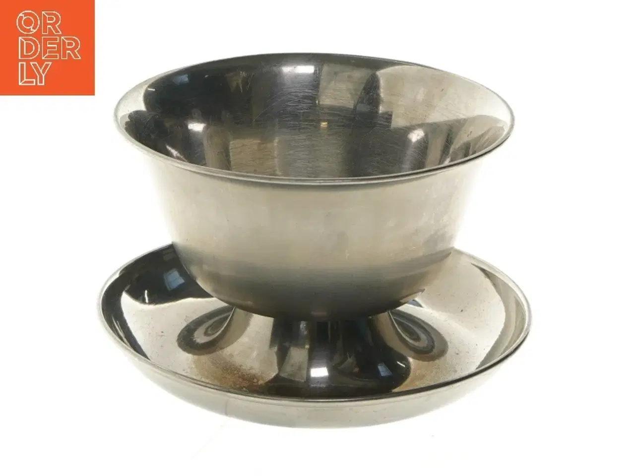 Billede 1 - Rustfrit stålsæt med skål og underkop (str. 14,5x9,5 cm)