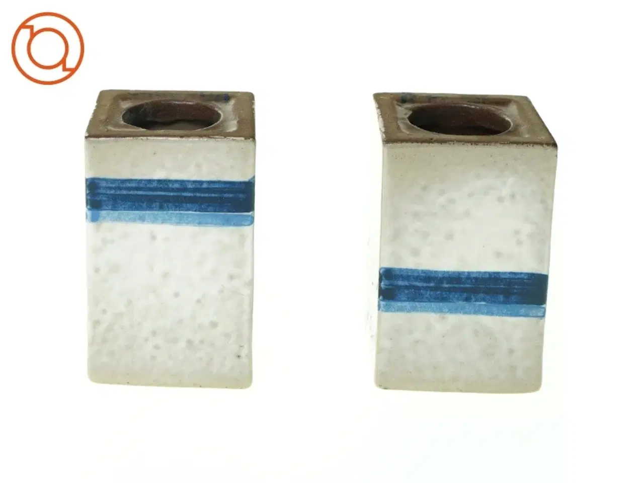 Billede 4 - 2 Ældre Keramik Fyrfadslys Lysestager (str. 9 x 6 cm)