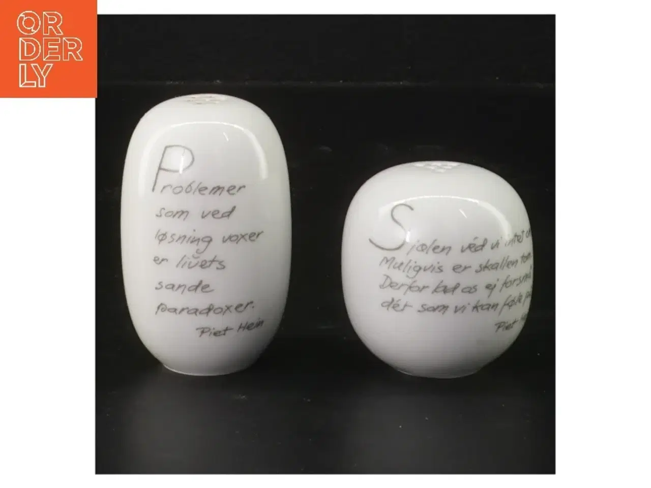 Billede 1 - Piet Hein Salt og pebersæt i porcelæn (vintage) (str. 5 og 7 cm)