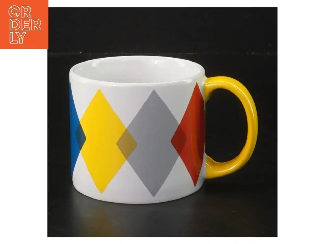 Billede 1 - Farverig krus med diamantmønster fra Jansen Co (str. Ø 8 cm længde 7 cm)