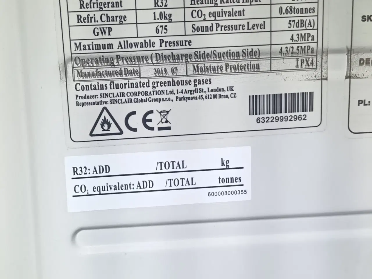 Billede 5 - Varmepumpe, 5300W varme, 5200W køl, Kølemiddel R32