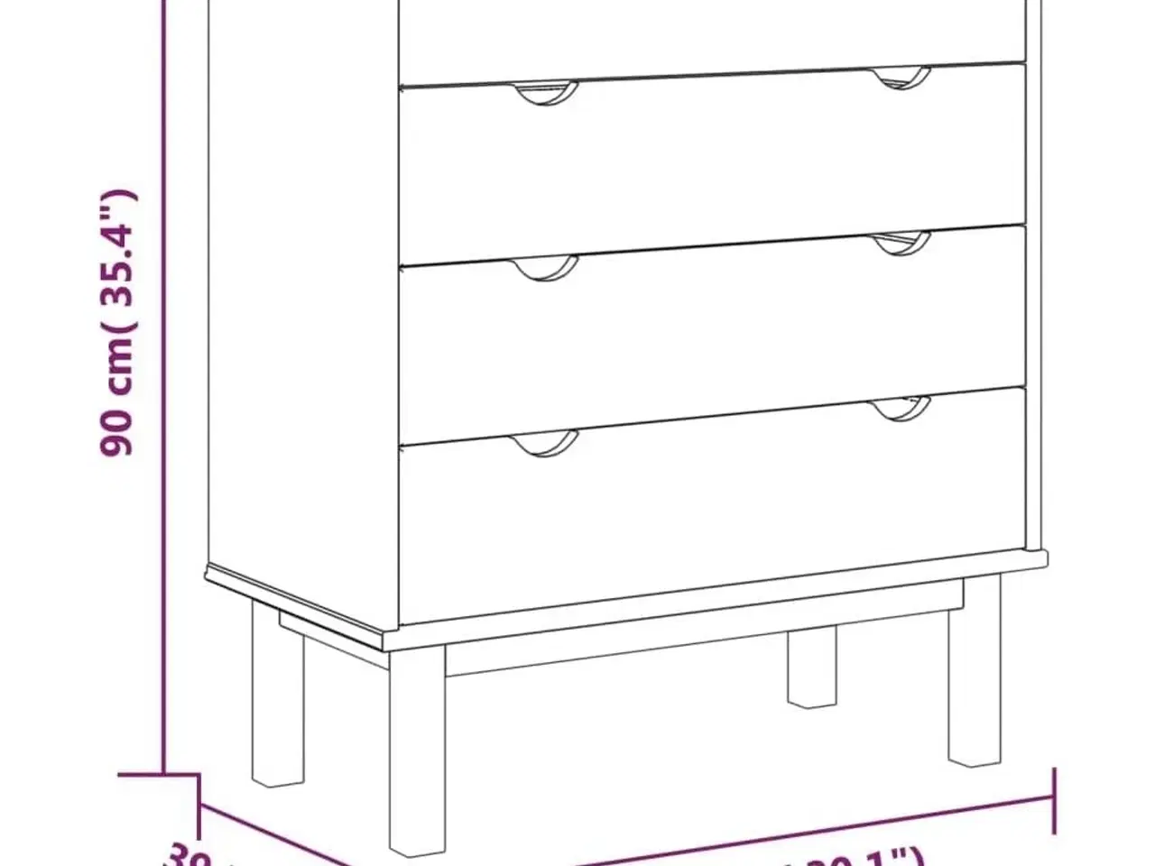 Billede 6 - Kommode OTTA 76,5x39,5x90 cm massivt fyrretræ