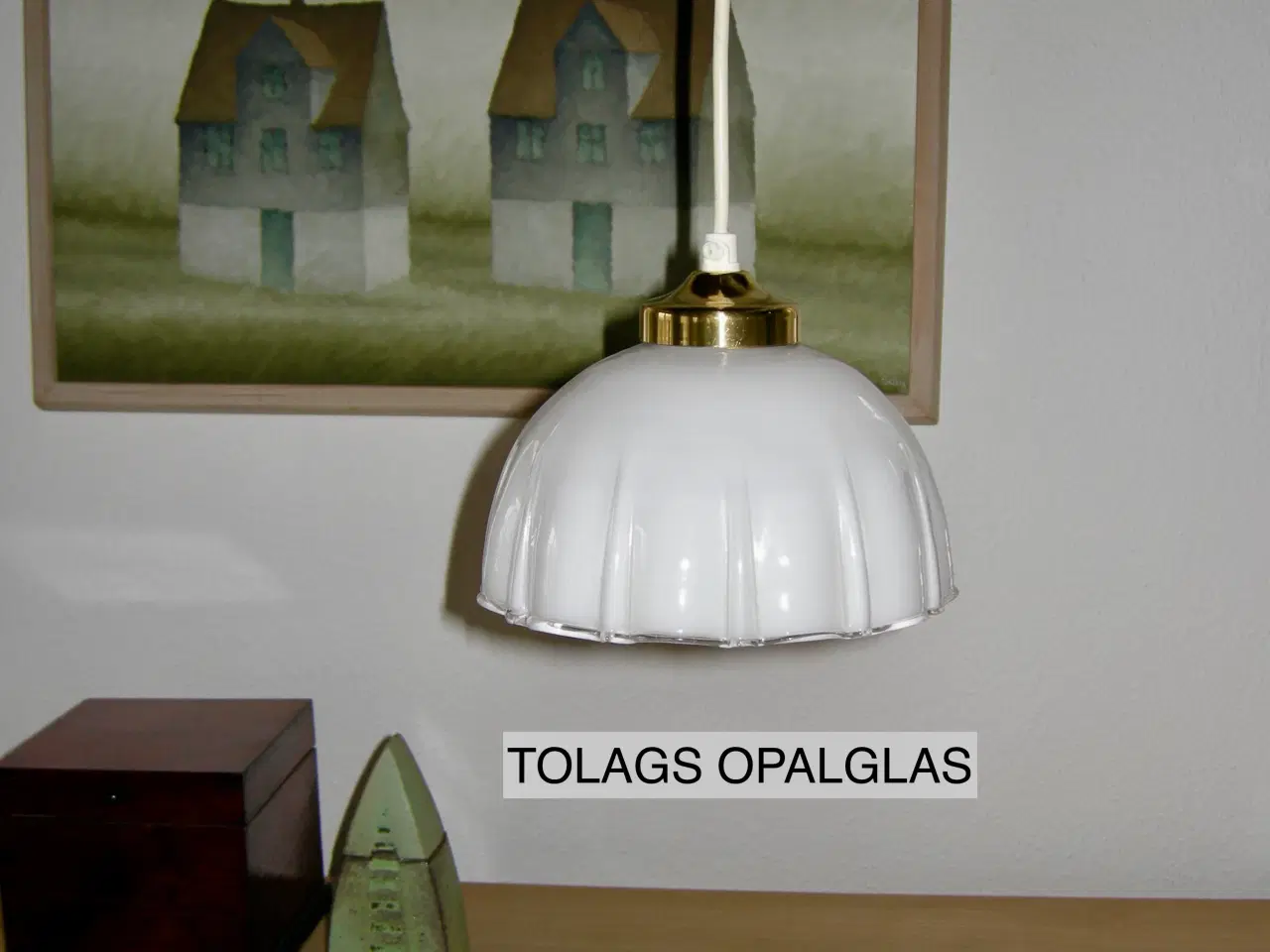 Billede 3 - Vintage pendel, Opalglasskærm, Mundblæst glasskærm