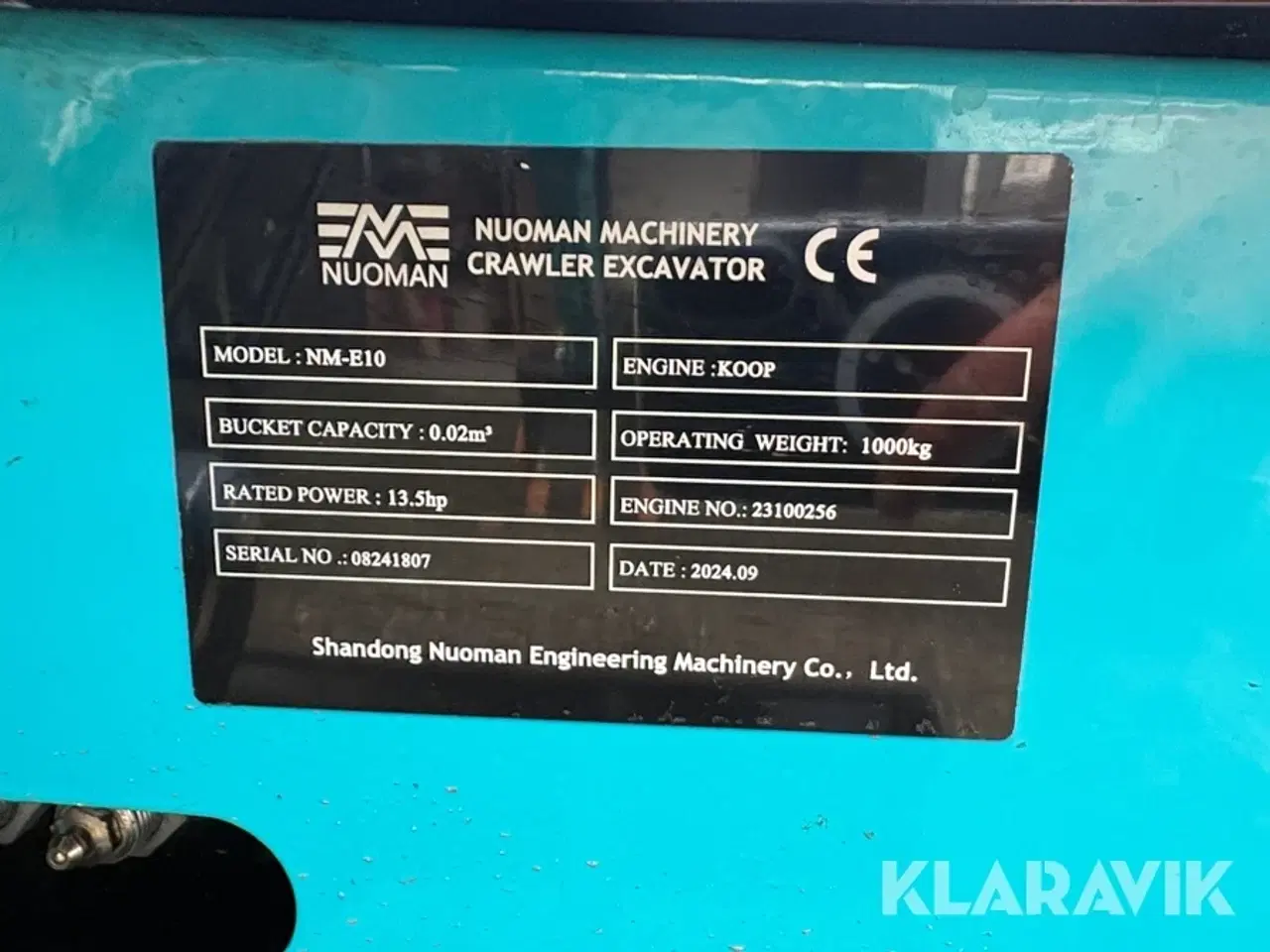 Billede 2 - Gravemaskine Nuoman Machinery NM-E10 med skovlpakke