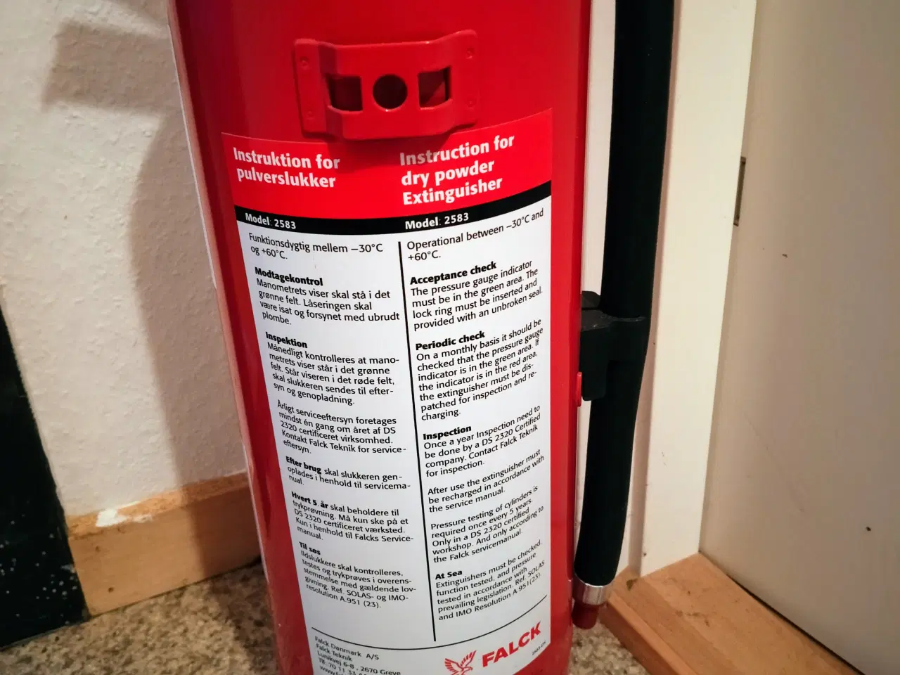 Billede 2 - 6 kg. Falck pulverslukker-fra april '25